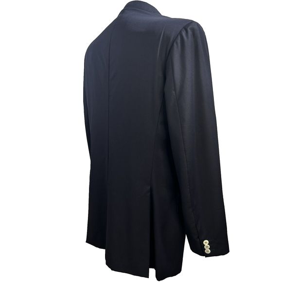 Etro Milano Italy Sz 52 IT 42 US Navy Blue 100 % Wool Jacket Blazer FLAW - Picture 5 of 16